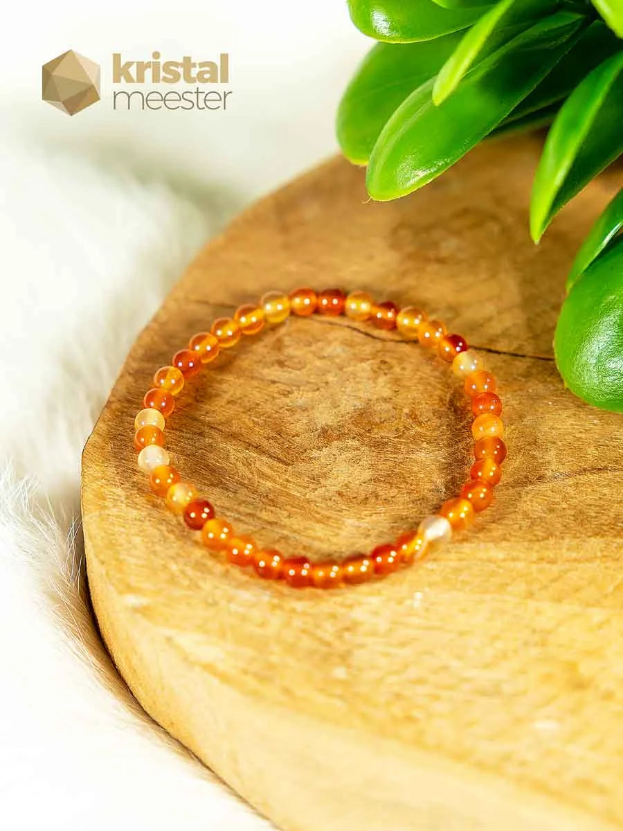 Carneool Kogelarmband oranje / rood - 4 mm - Kind