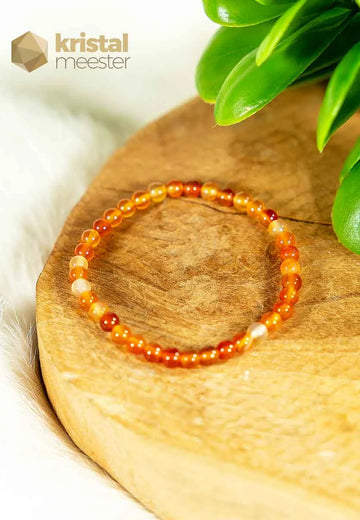 Carneool Kogelarmband oranje / rood - 4 mm - Kind