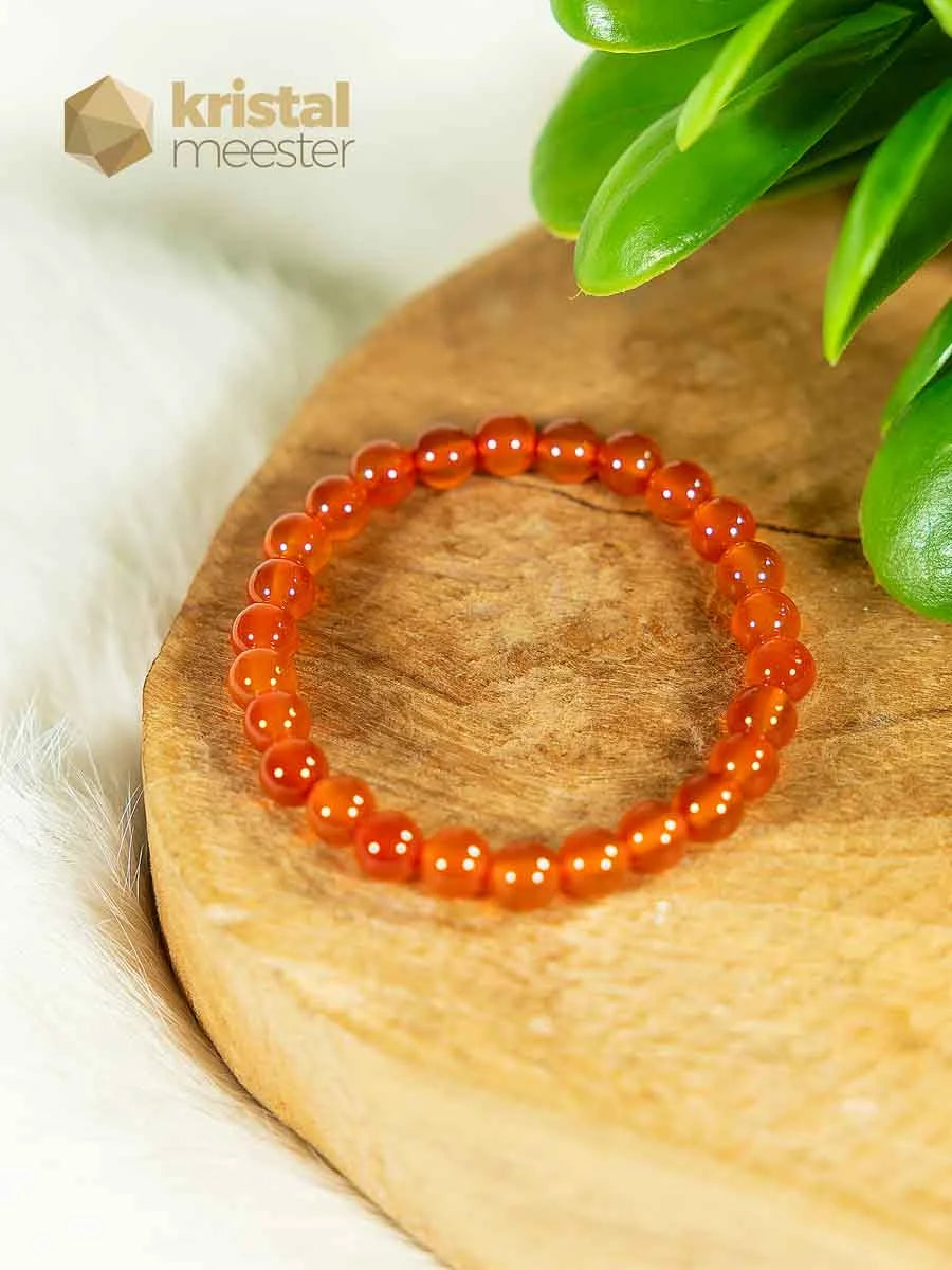 Carneool Kogelarmband oranje - 6 mm - Kind