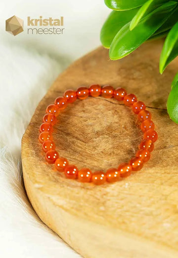 Carneool Kogelarmband oranje - 6 mm - Kind