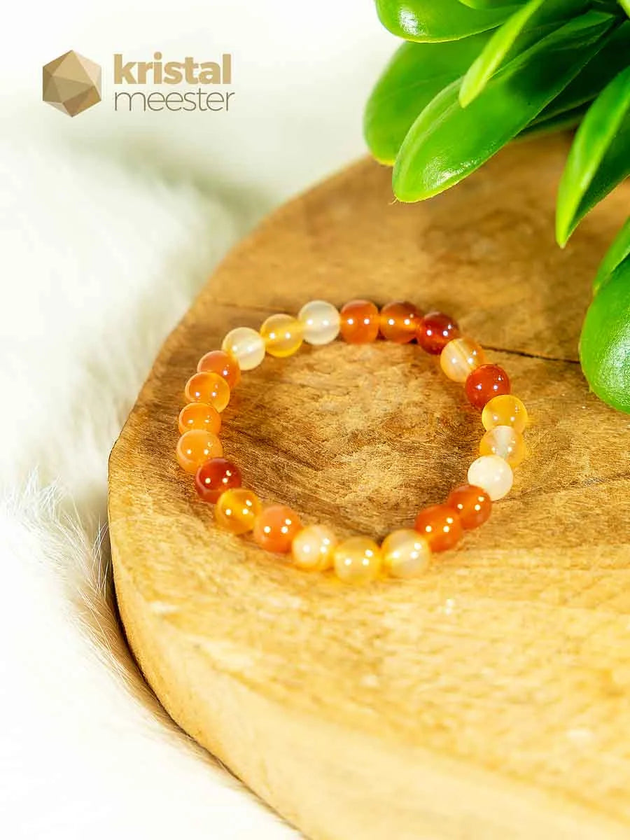 Carneool Kogelarmband oranje / rood - 6 mm - Kind