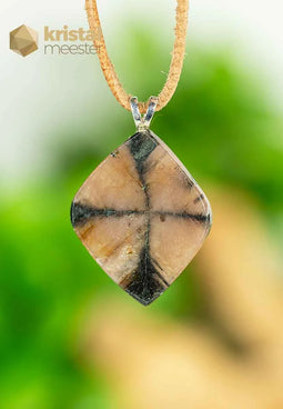 Chiastolite / Cross Stone EX Pendant with silver loop - no. 1