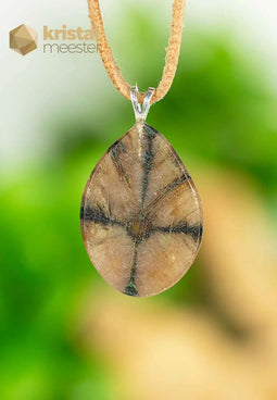 Chiastolite / Cross Stone EX Pendant with silver loop - no. 2