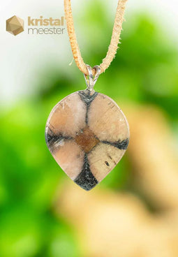 Chiastolite / Cross Stone EX Pendant with silver loop - no. 3