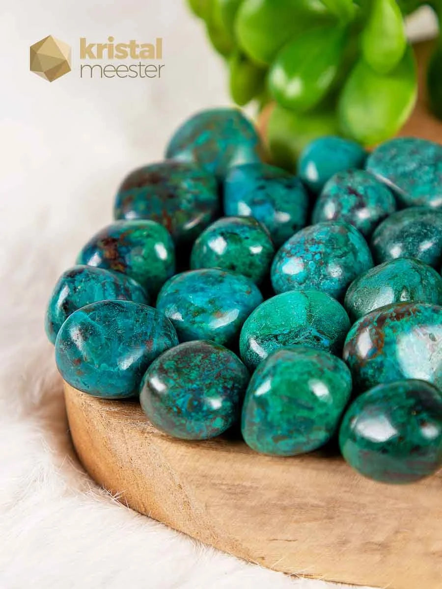 Chrysocolla trommelstenen - maat S