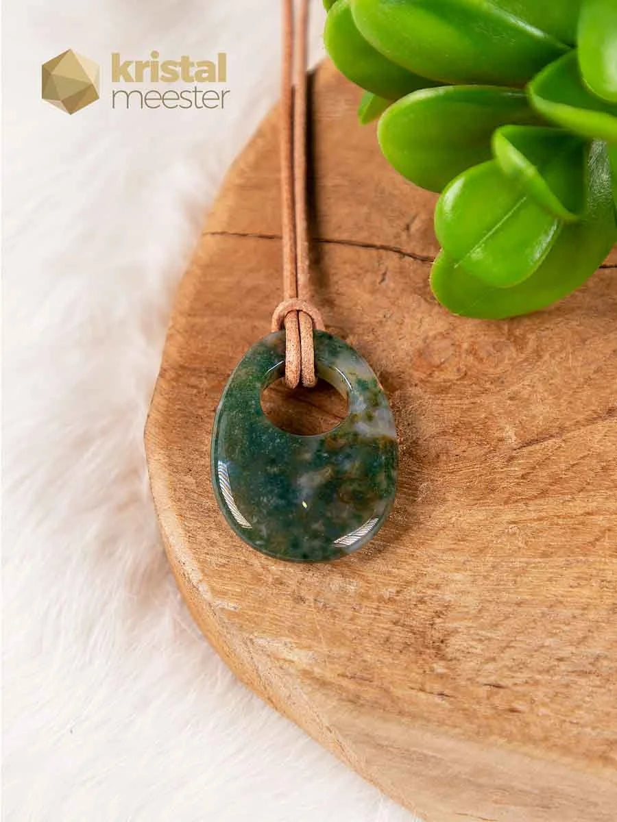 Moss Agate Donut Oval - 25 mm