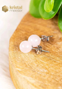 Rose Quartz Earrings - 8 mm